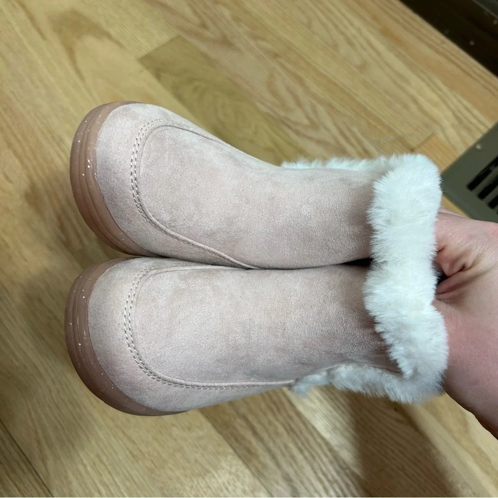 Cat & Jack Pink Bow Back Boots NWT Sz 8 Faux Fur Lined Toddler Girl